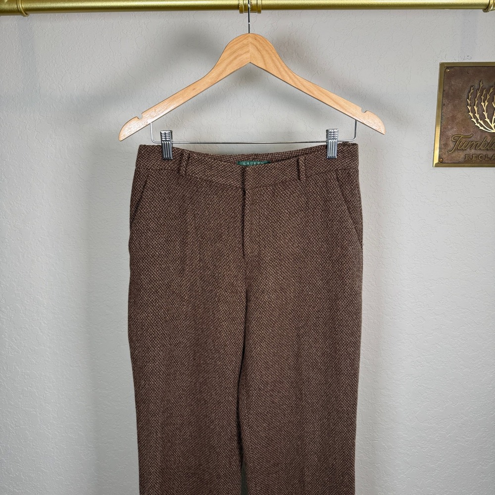 Lauren Ralph Lauren Women's Tweed Wool Blend Dress Pants Size 4 Brown - Picture 2 of 10